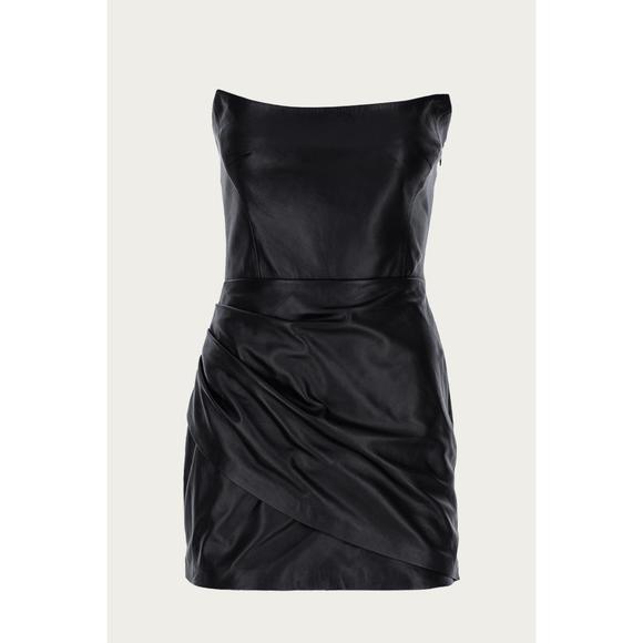 NEW ZEYNEP ARCAY strapless mini leather dress in black - Picture 2 of 5